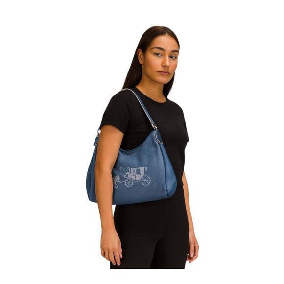 Coach F35344 Edie Hobo Shoulder Bag Denim Horse & Carriage NWOT - Picture 9 of 9